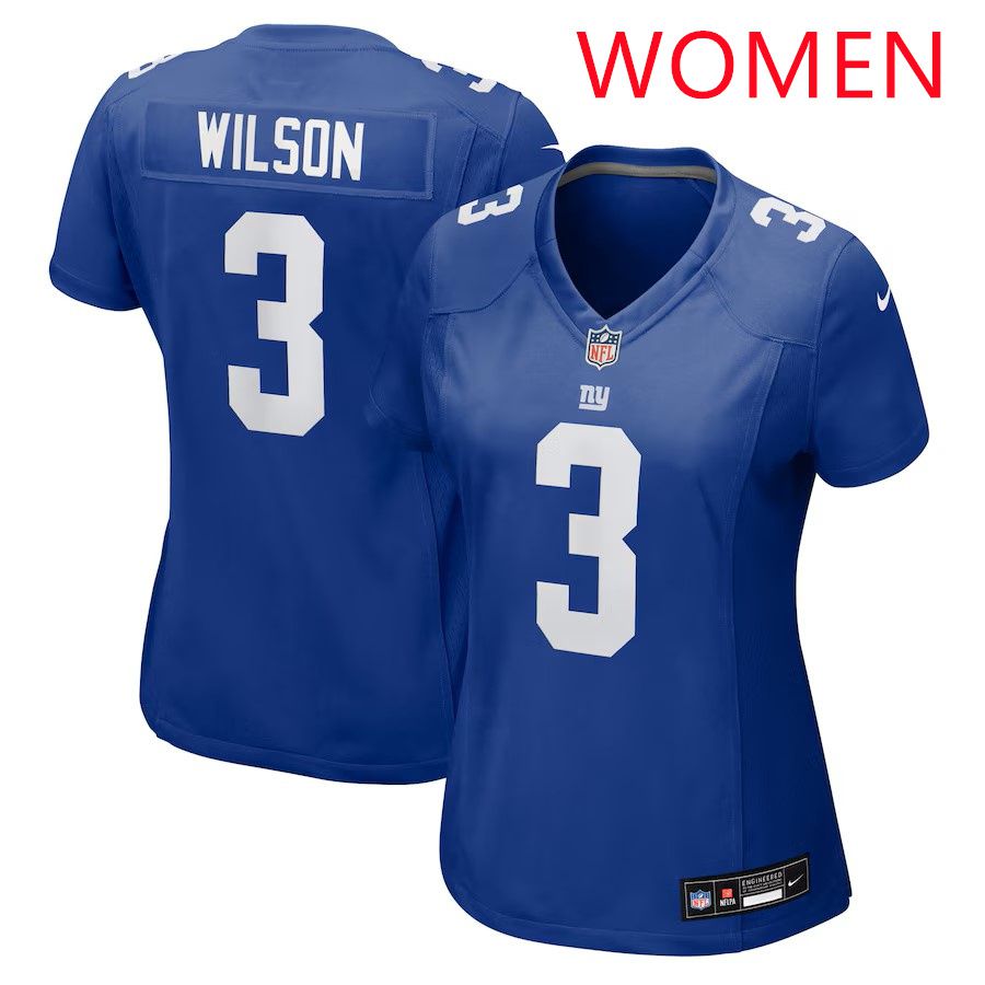 Women New York Giants #3 Russell Wilson 2025 Nike Royal Game NFL Jersey